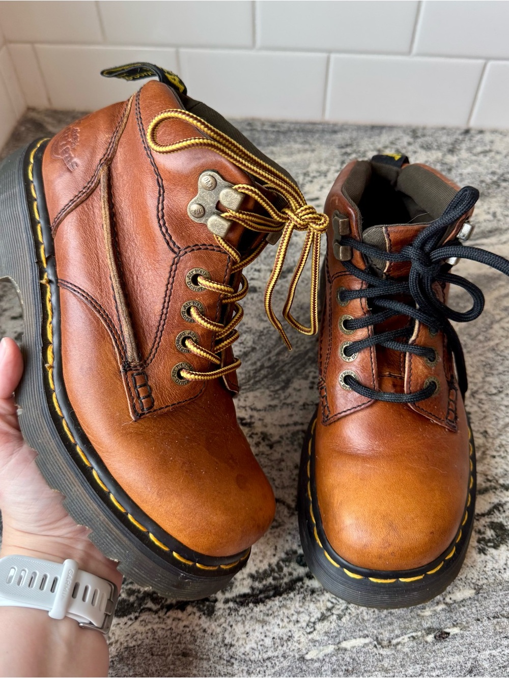 vintage MIE Dr. Martens 8A19 Hiker Peanut Brown Leather UK 6/US 8 VGUC